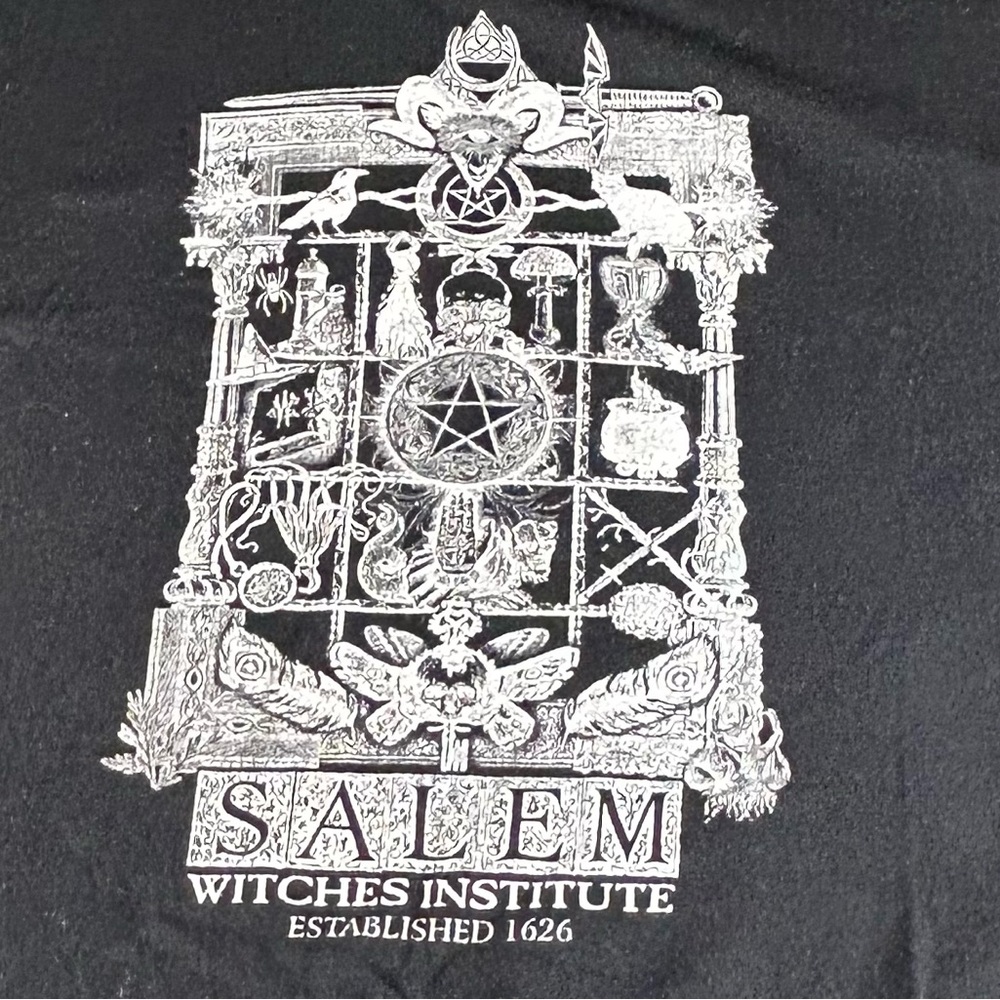 Salem Witches Institute Graphic T‎ Shirt Unisex XL Black Short Sleeve Pentagram